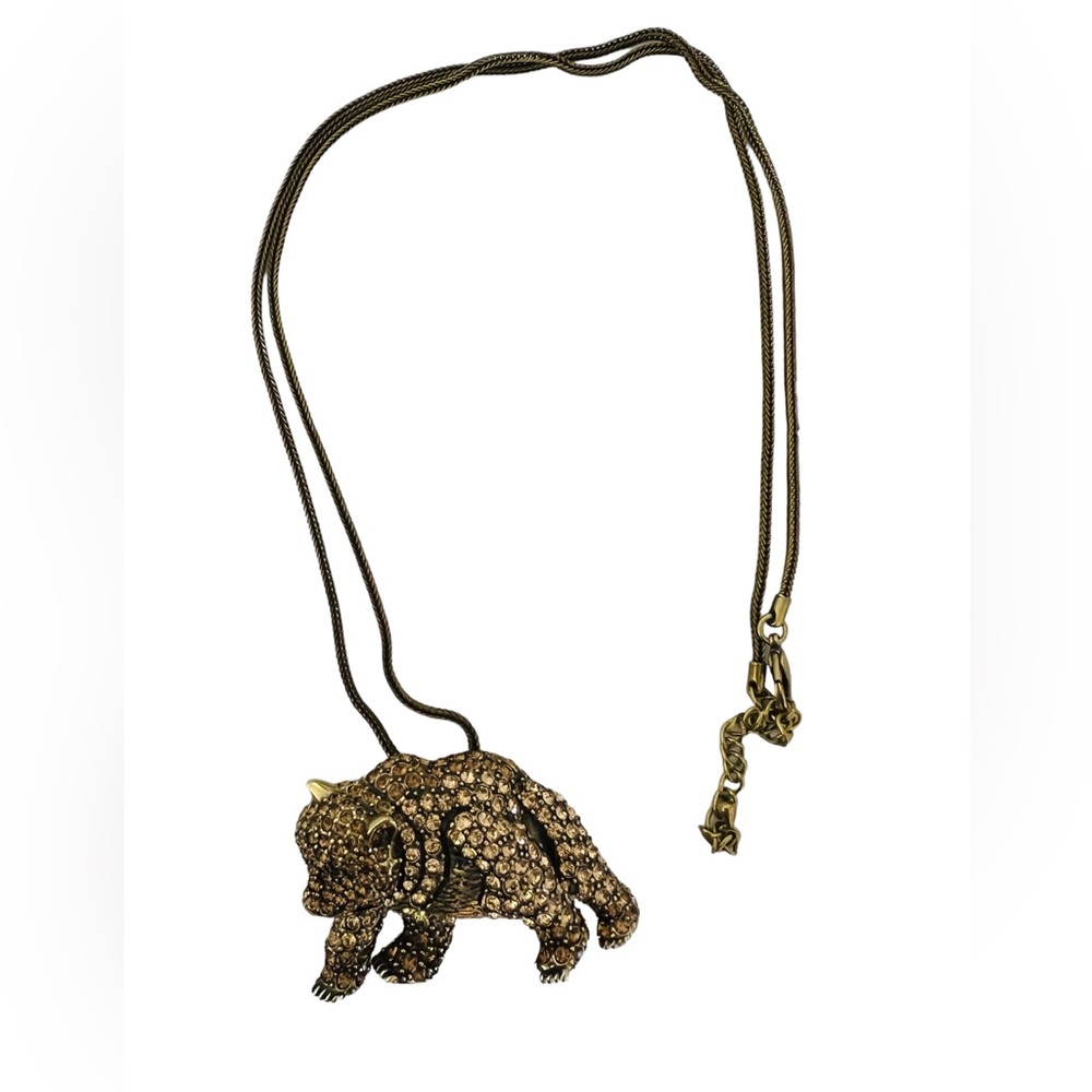 Crystal bear or a man  necklace articulated moving bear bronze